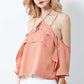 RV0276SS Ruffle Dusty Coral Cold-Shoulder Top (Pack) On Sale