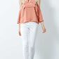 RV0276SS Ruffle Dusty Coral Cold-Shoulder Top (Pack) On Sale