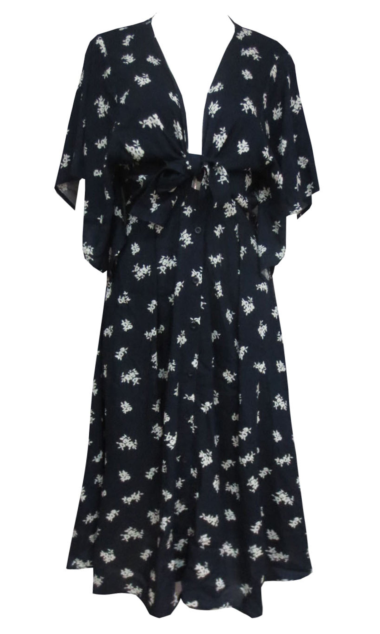 RV1139-1SS TIE FRONT FLORAL MIDI DRESS (Pack)