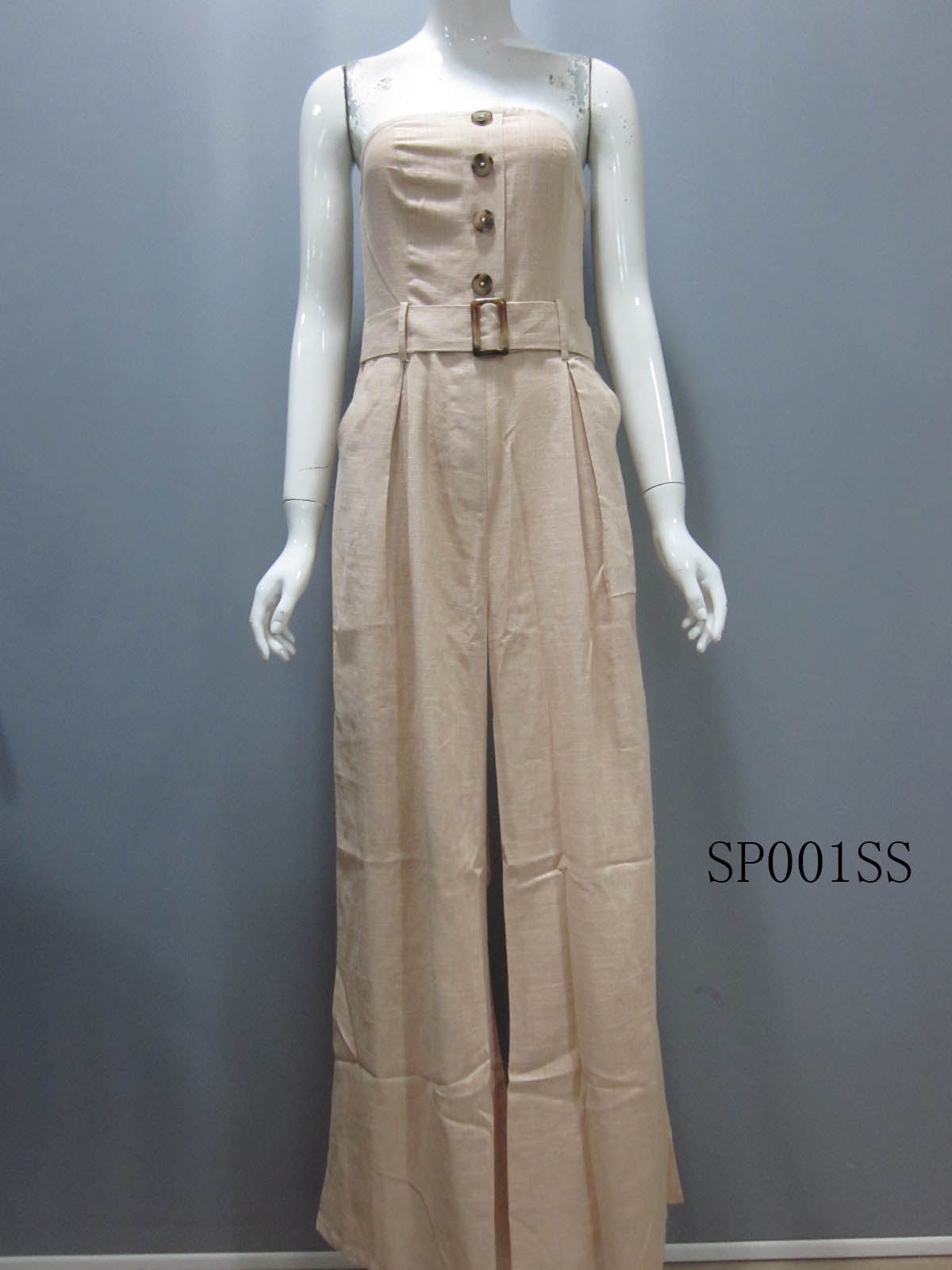 sp001ss play suit in pure linen fabric pack in 7 beige colour.