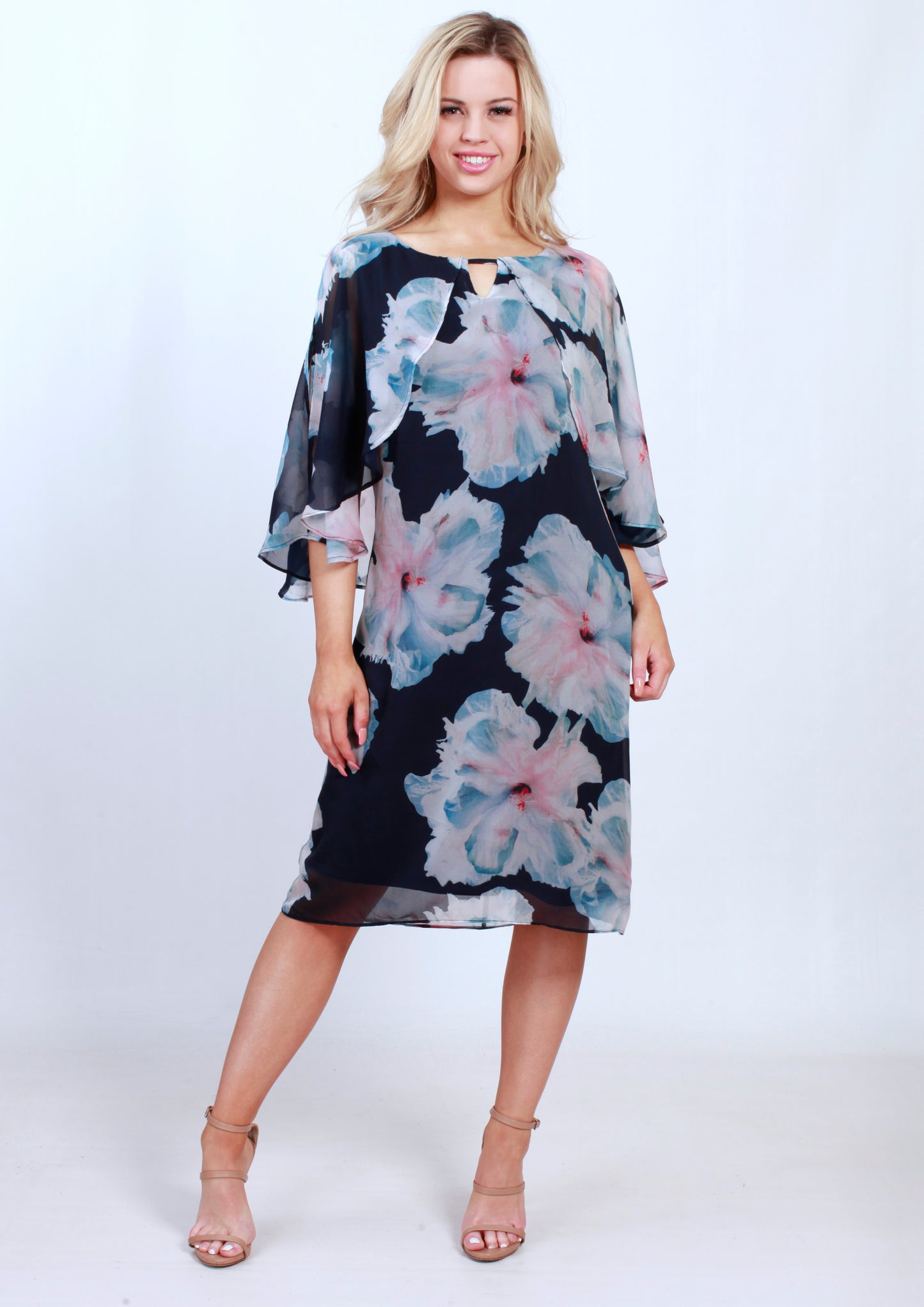VY0386TB Caped Floral Dress (Pack)