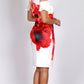 V Neck Body Con Midi Dress with Drop Shoulder 