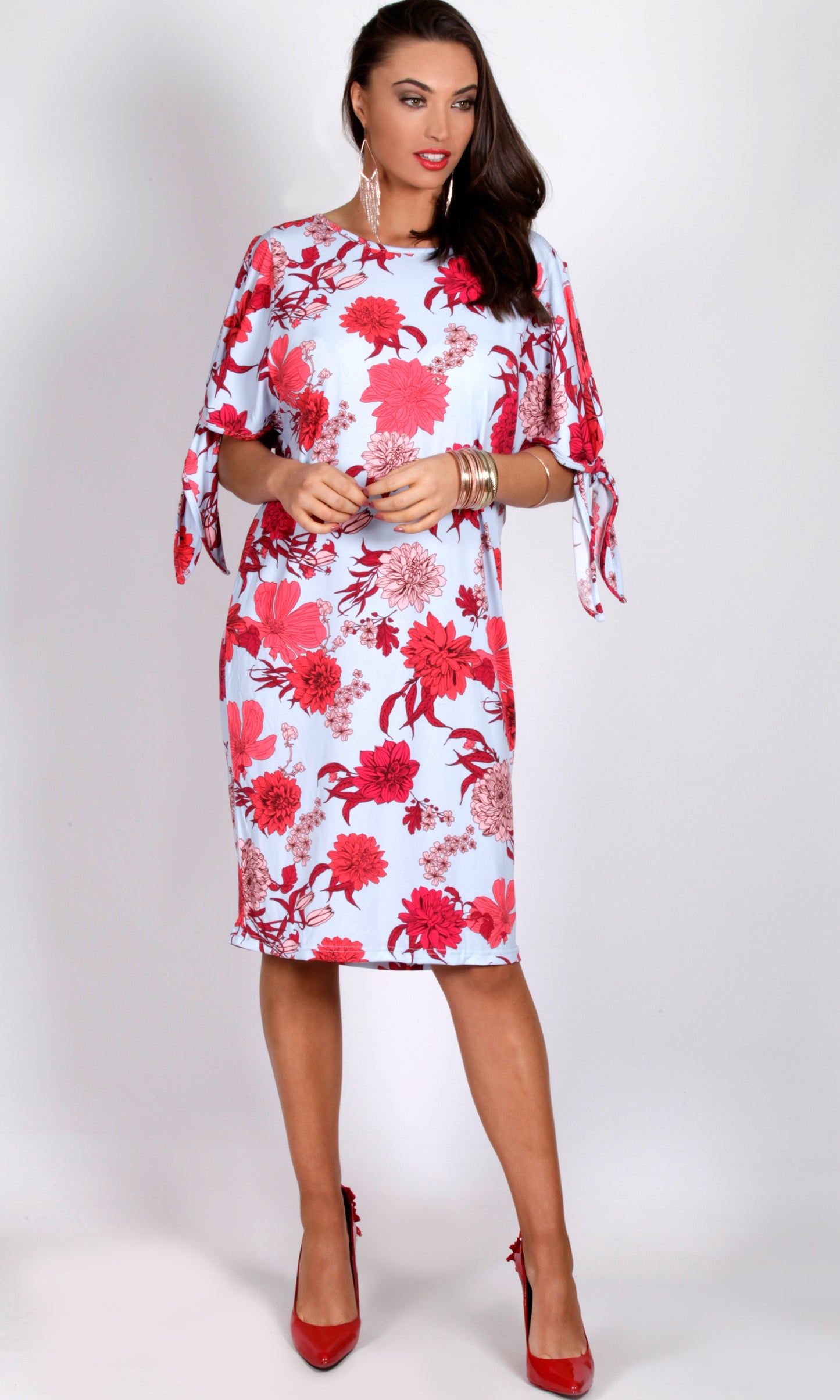 VS7161-2TB Split Sleeve Floral Loose Fit Dress (Pack) On Sale