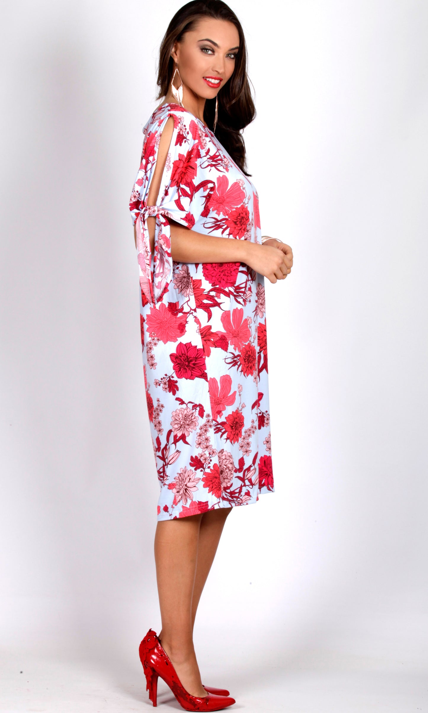VS7161-2TB Split Sleeve Floral Loose Fit Dress (Pack) On Sale