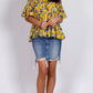 RV0932-1SS PLEATED YELLOW FLORAL TOP (Pack) On Sale