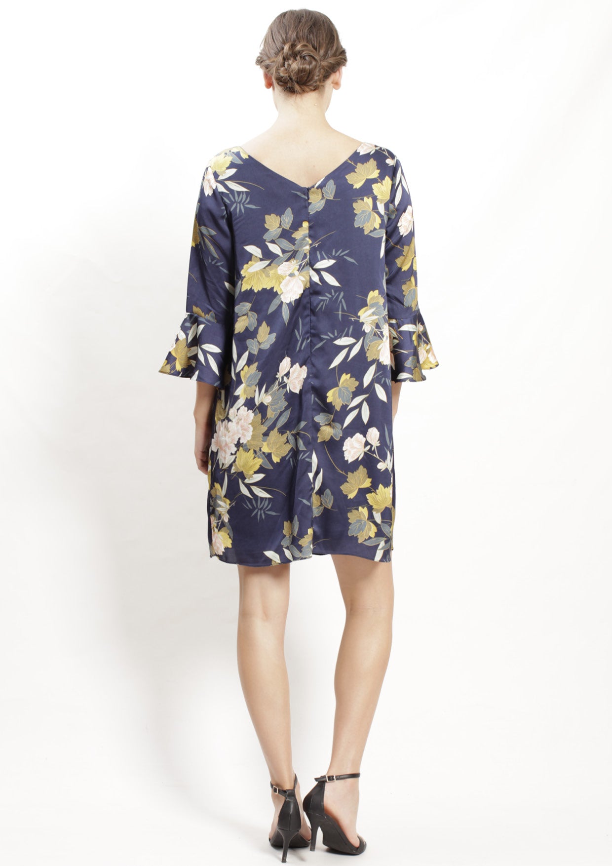 VS7016-2NC Floral Print Ruffle Sleeve Dress (Pack)