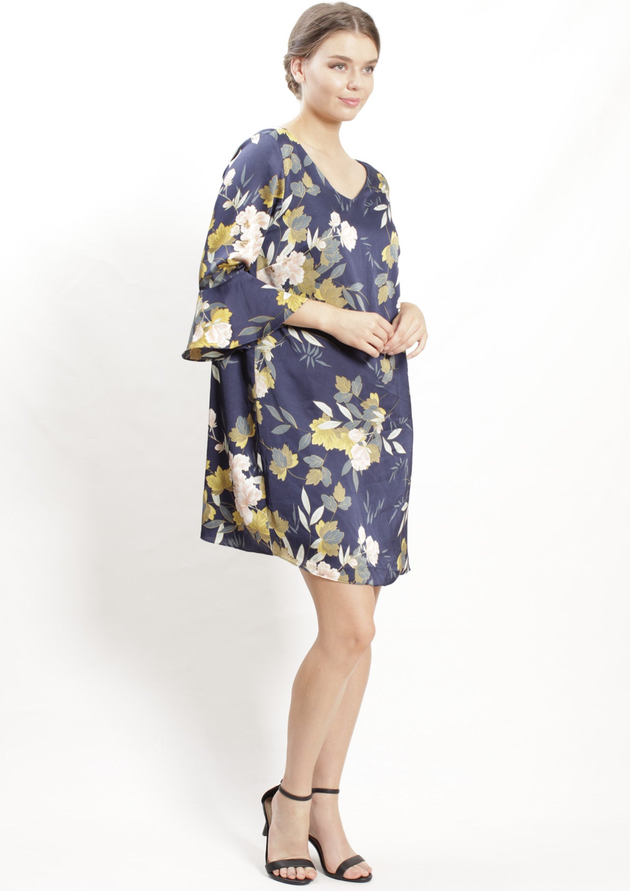 VS7016-2NC Floral Print Ruffle Sleeve Dress (Pack)