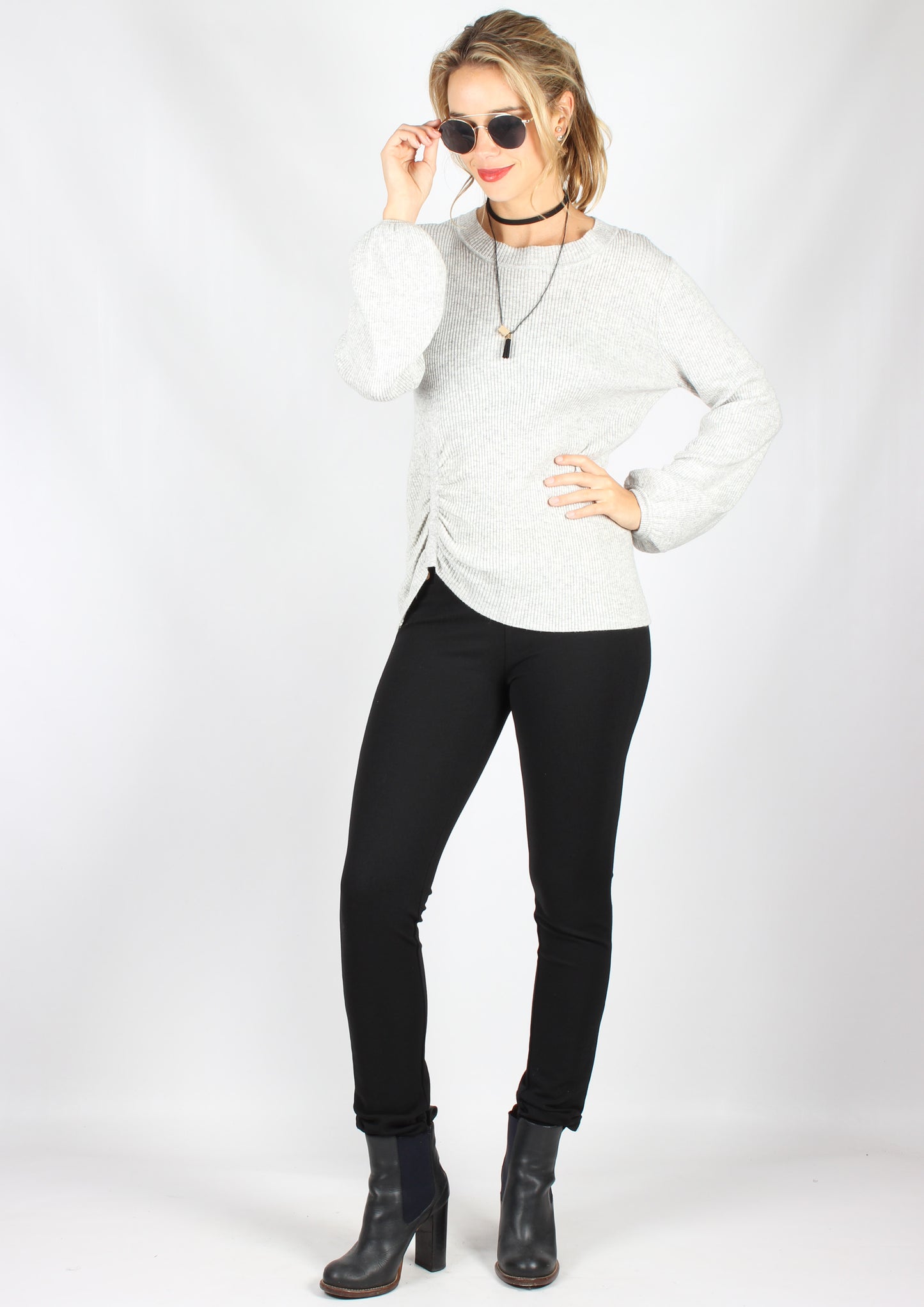 A732BHSS Waist Ruched Grey Jumper (Pack) On Sale
