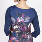 VS7386-2TB Navy with Floral Print 3/4 Sleeve Top (Pack)