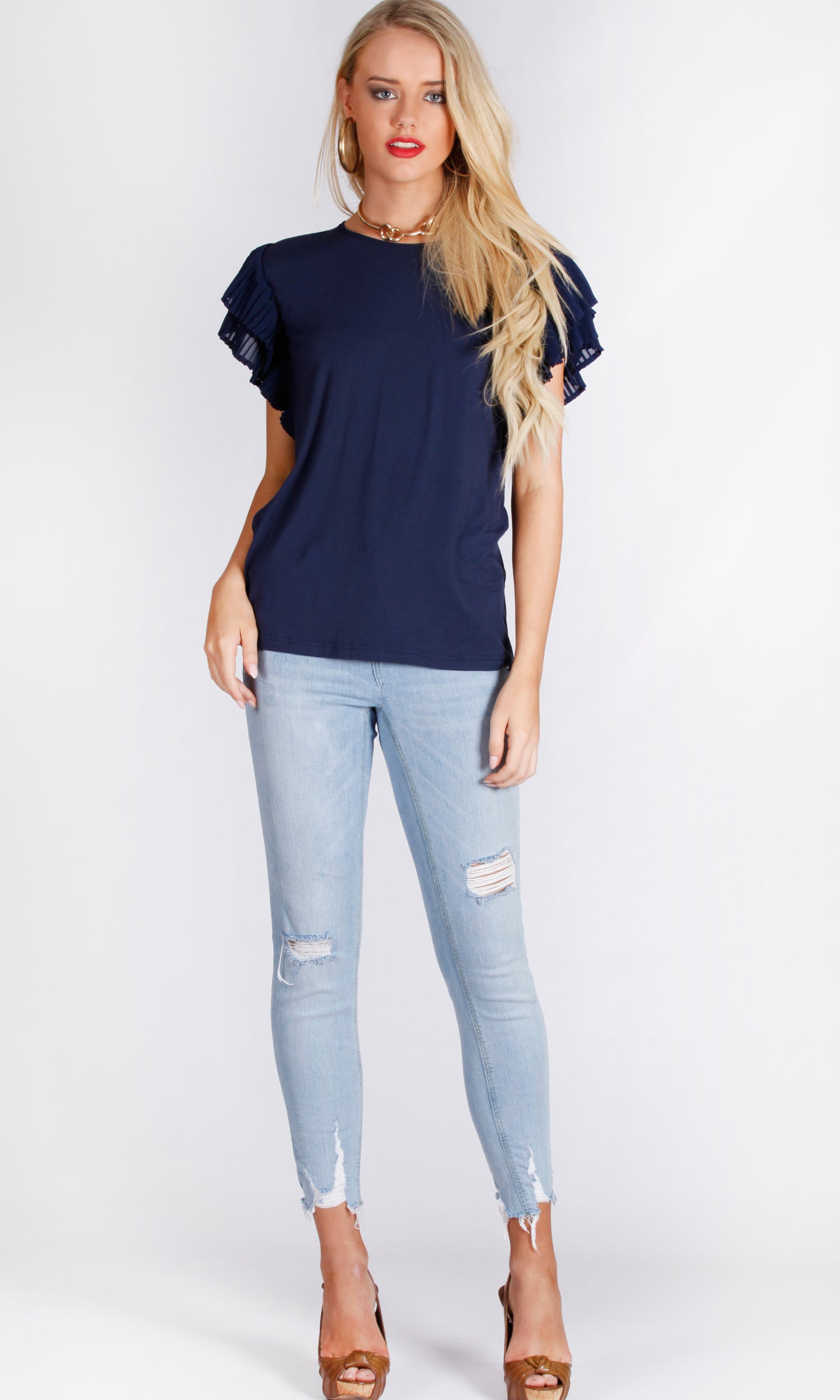 Pleated Double Layered Sleeve TOP