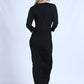 YW17122SS Sleeved Black Draped Dress (Pack)