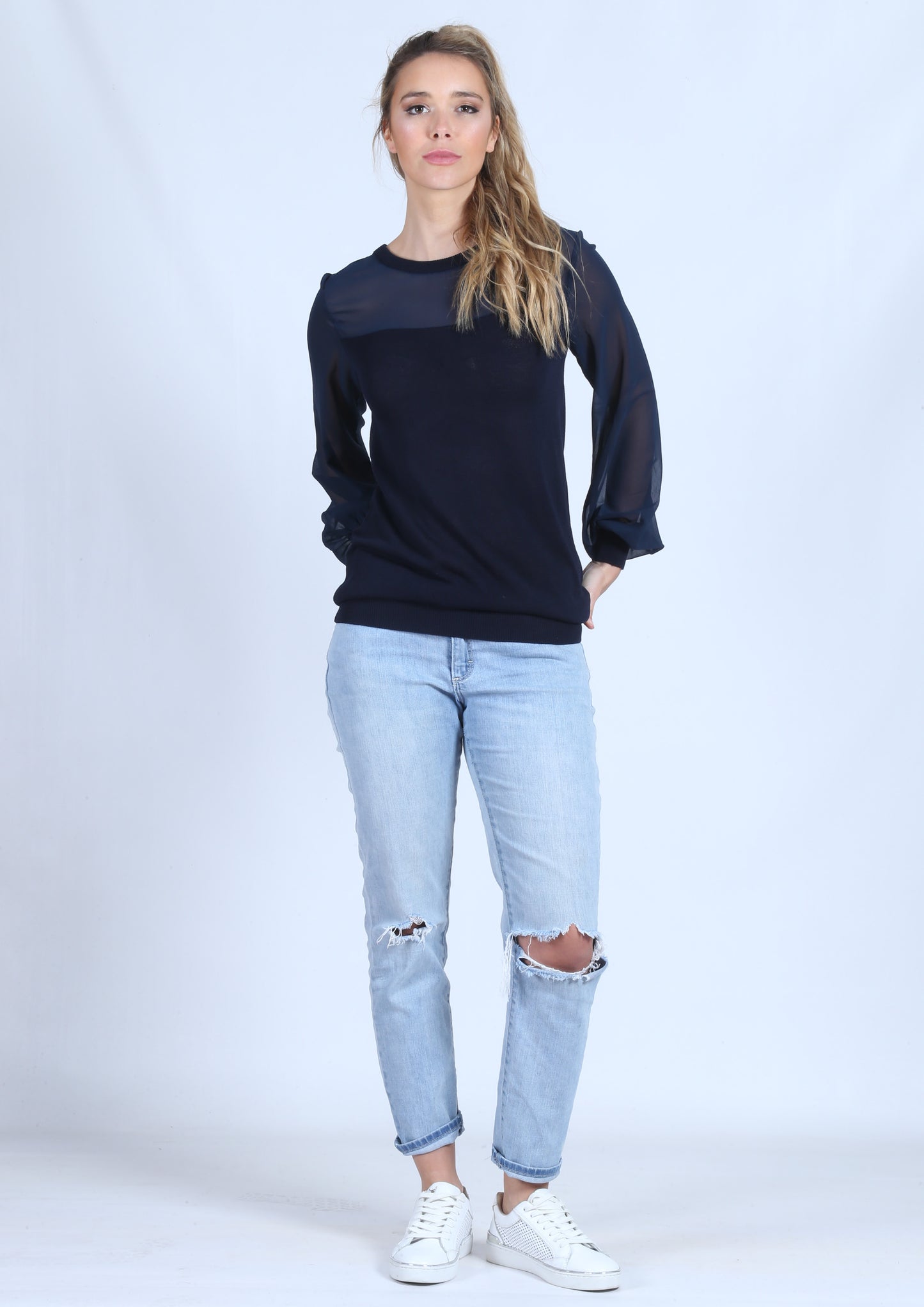 YW2114SS Cuffed Sleeve Relaxed Knit Top (Pack)