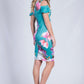 VS7246-2TB Teal Floral Cold Shoulder Midi Dress (Pack)