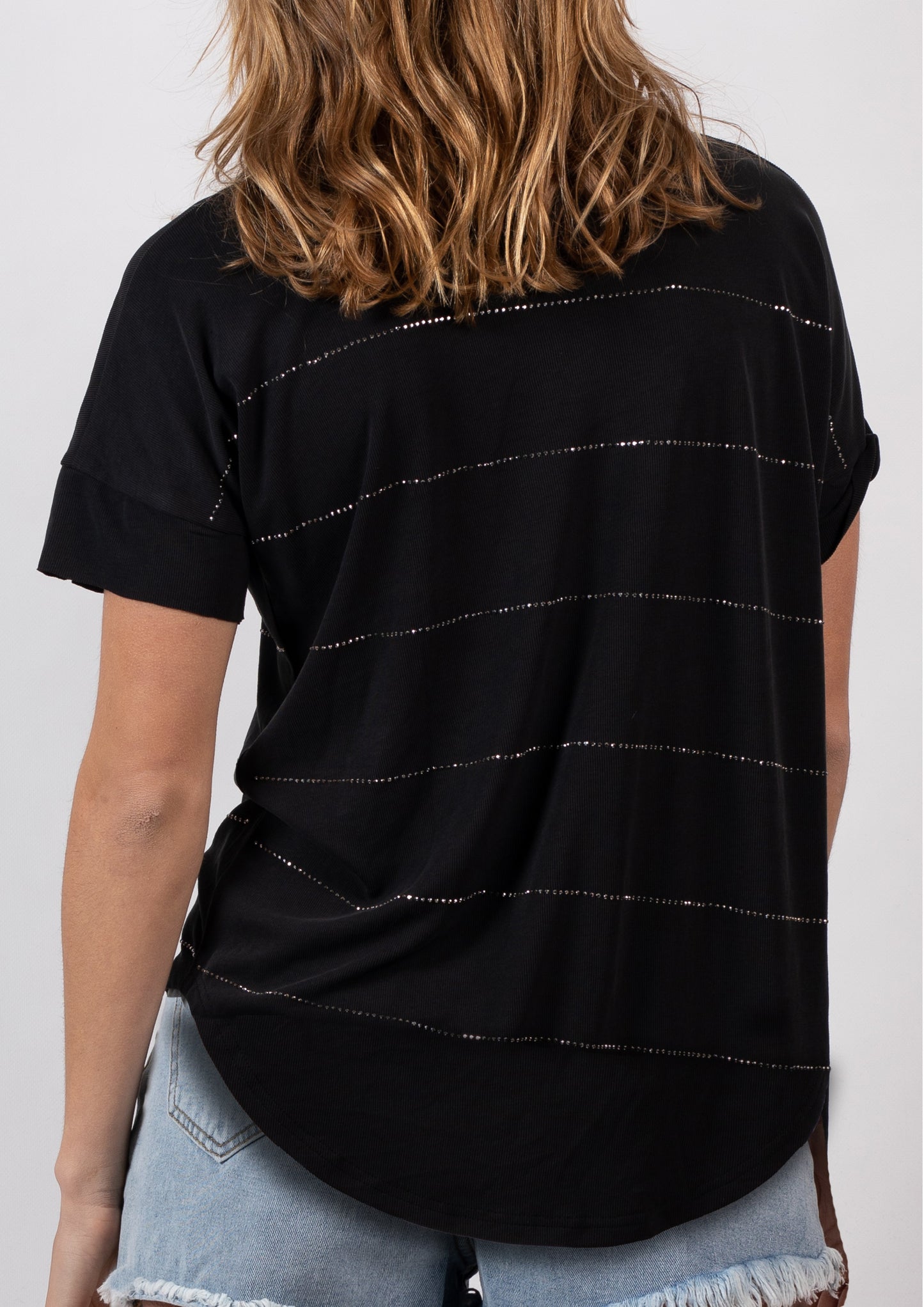 VY00301-1SS Embellished Stripe Tee (Pack)