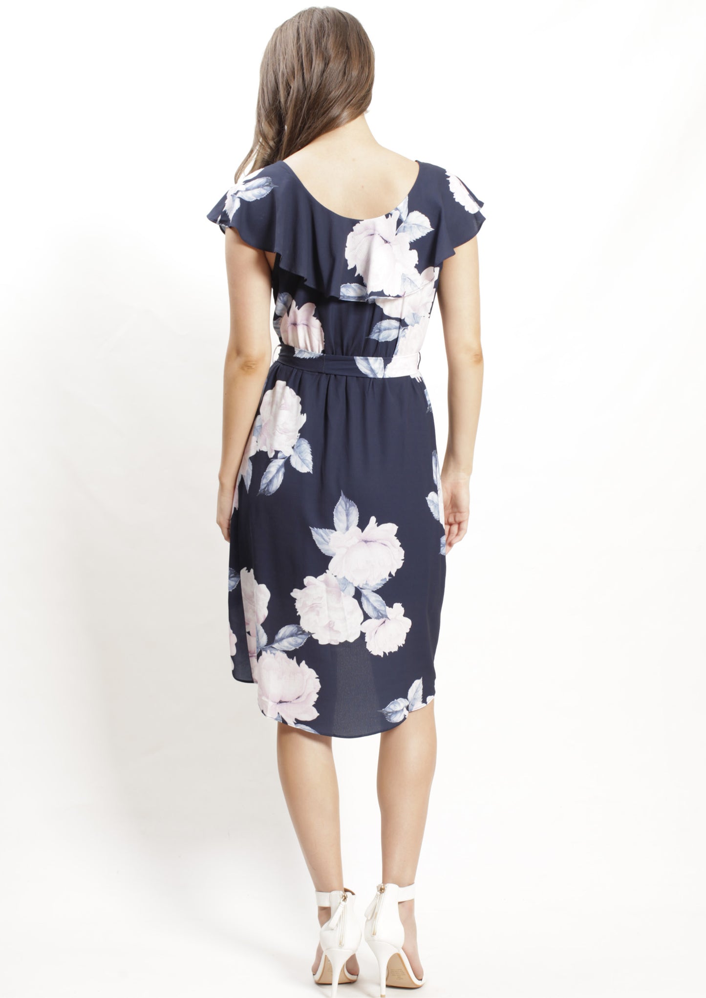 VY0272SS Floral Ruffler Shoulder Dress (Pack)