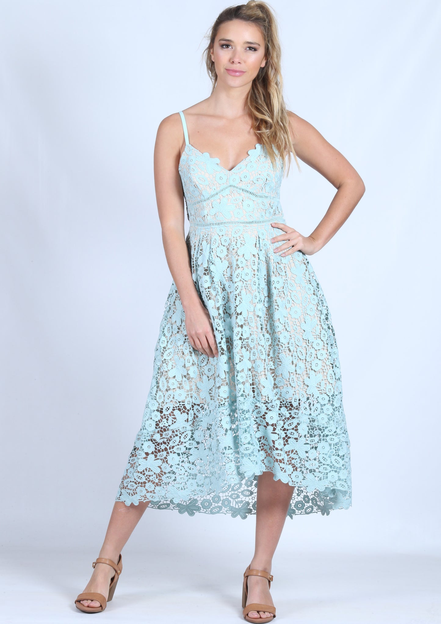G012SS Lace Styled Mid Length Dress (Pack)