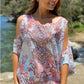 XW12317-105SS Floral Front knot Top (Pack)