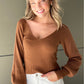 LA0920SS Balloon Sleeve V-neck Knit Top (Pack)