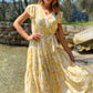 LA0666-1SS Yellow Floral Print Maxi Dress (Pack)