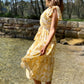 LA0666-1SS Yellow Floral Print Maxi Dress (Pack)