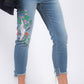 Crane Embroidered Floral Denim Jeans