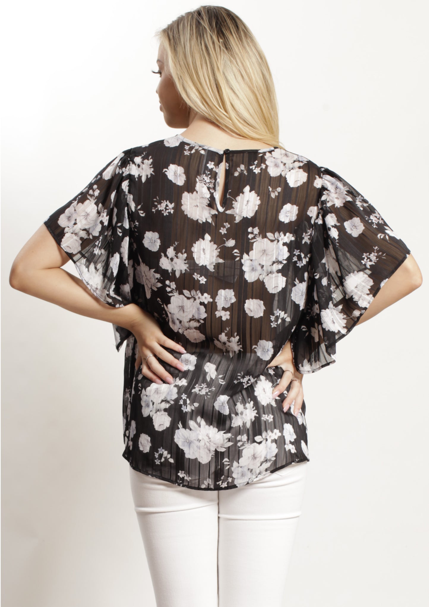 YW2342SS Floral Chiffon Top (Pack)
