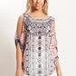 XW12317-85SS  Pastel Mosaic Printed Cold Shouldet Top (Pack)
