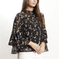 YW17084-1SS Floral Chiffon Top With Ruffle Sleeve  (Pack)