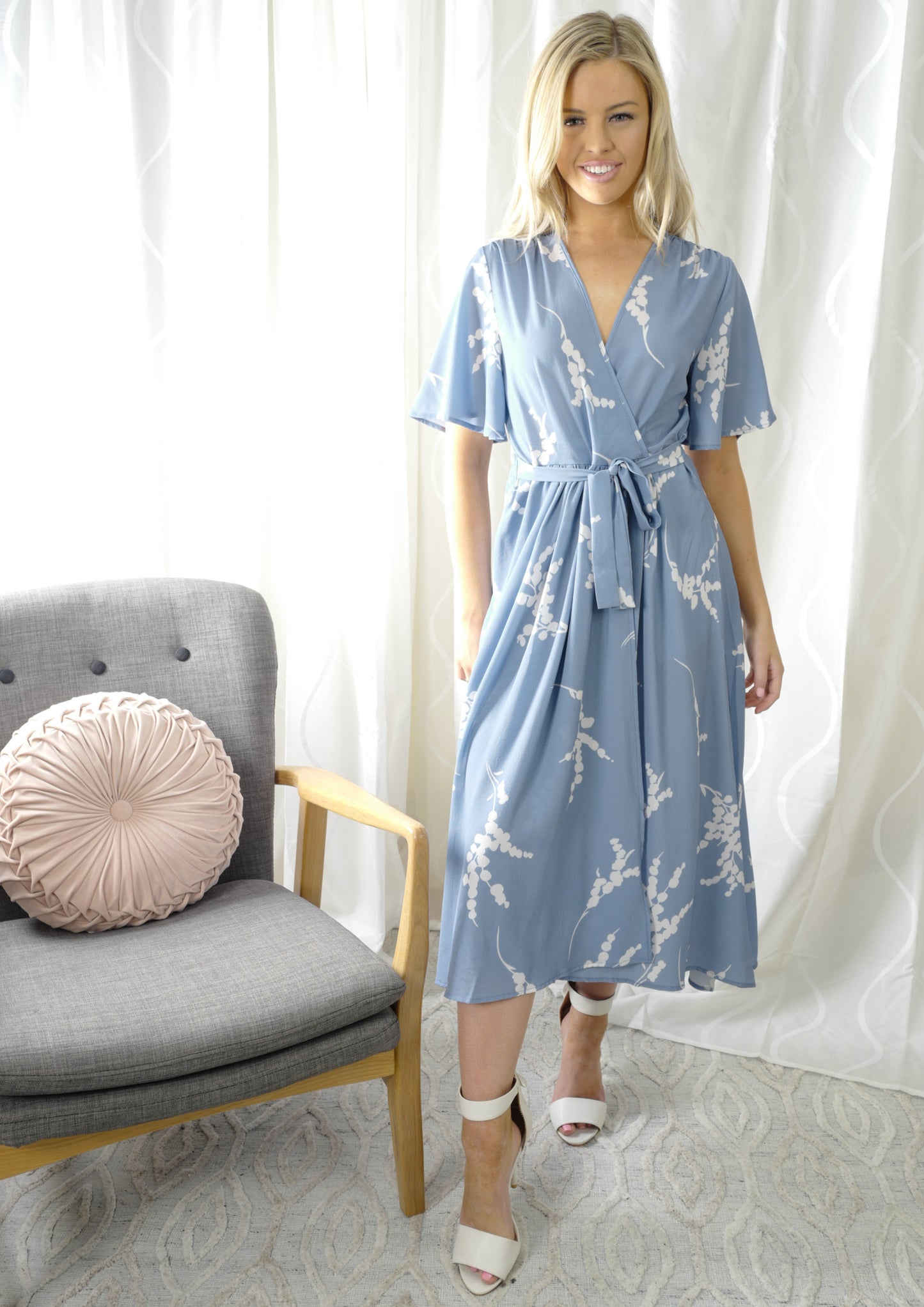 YW2156-4SS Blossom Print Wrap Dress  (Pack)