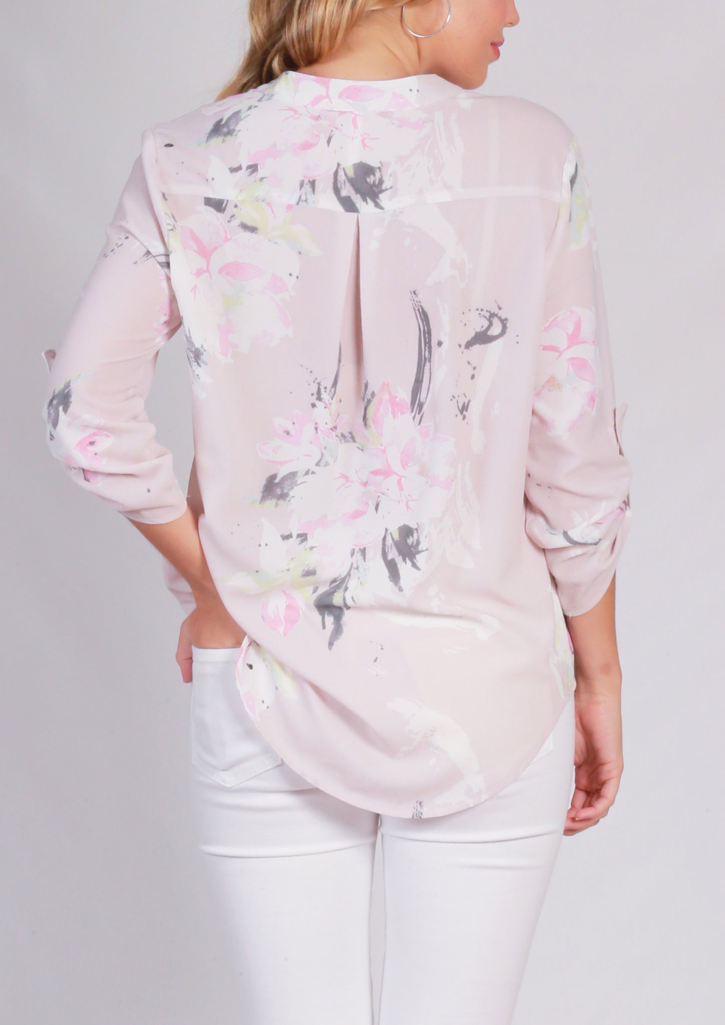 HS13021-157SS Floral Printed Johnny Collar Blouse (Pack)