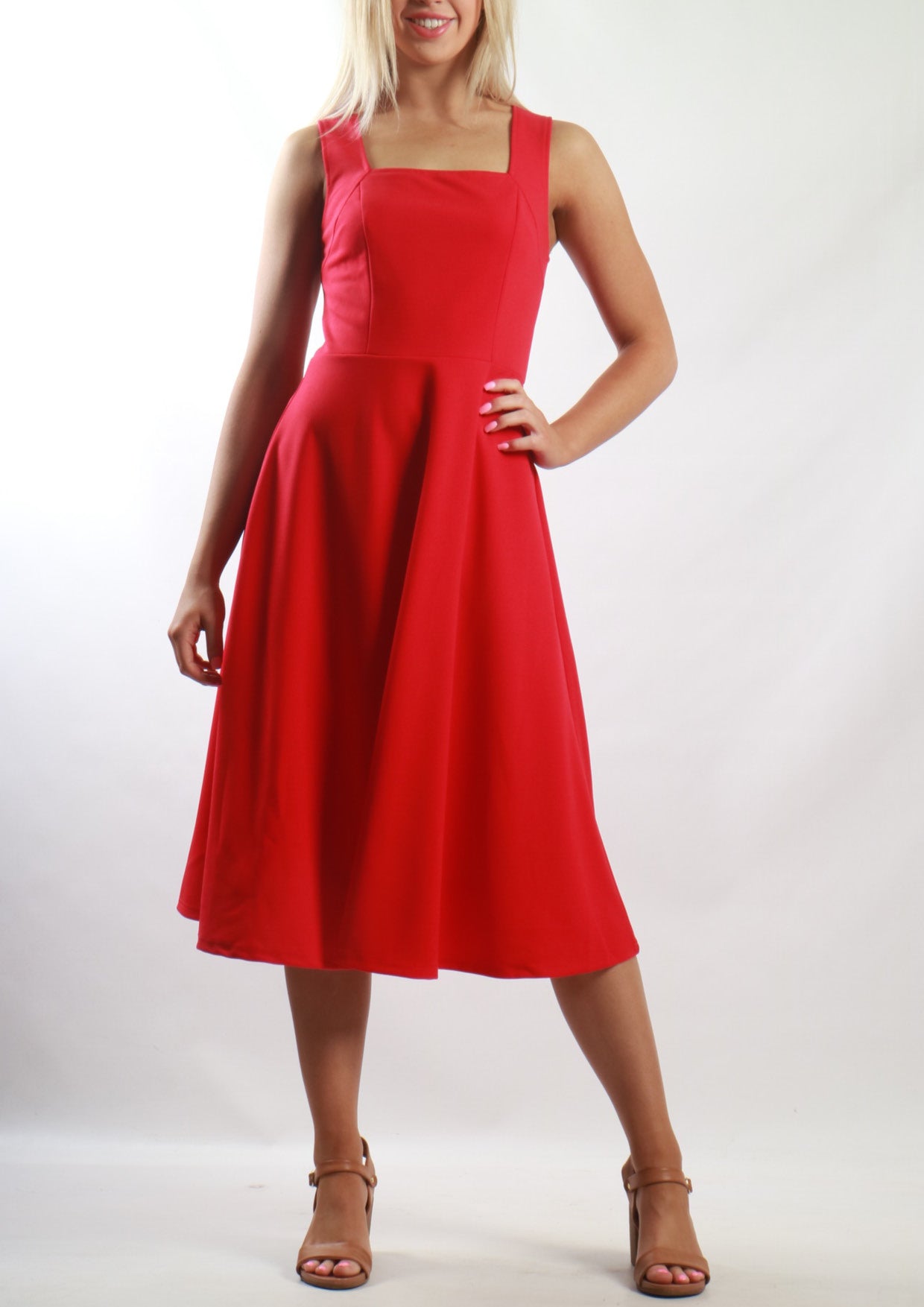 TG2558TB Wide Straped Mid Length Dress (Pack)