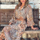 LA0611SS Leopard Floral Print Midi Dress (Pack)