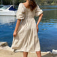 LA0715SS Linen Puff Shoulder Midi Dress (Pack)