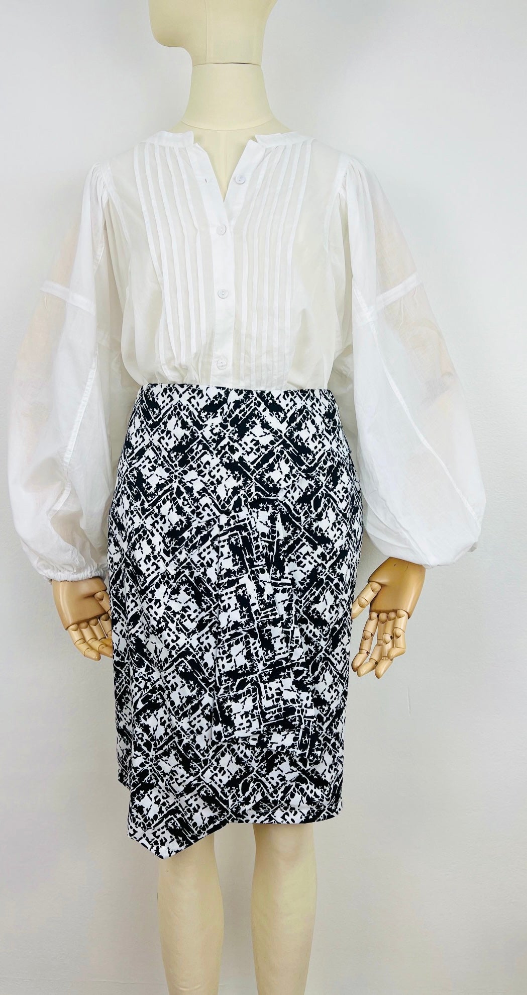 AS02108TB Printed Asymmetric Skirt $5