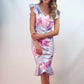 V6408-6TB Floral Ruffle Sleeve Dress (Pack)