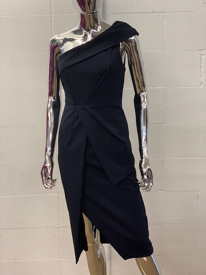 RC071-1TE One Shoulder Front Split Dress