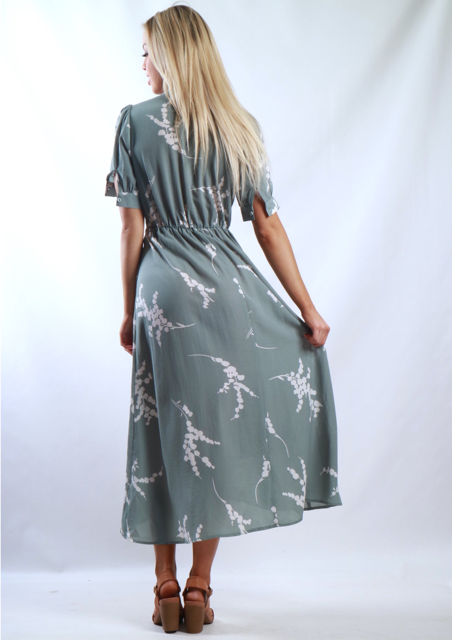 YW2156-3SS Blossom Print Wrap Dress  (Pack)