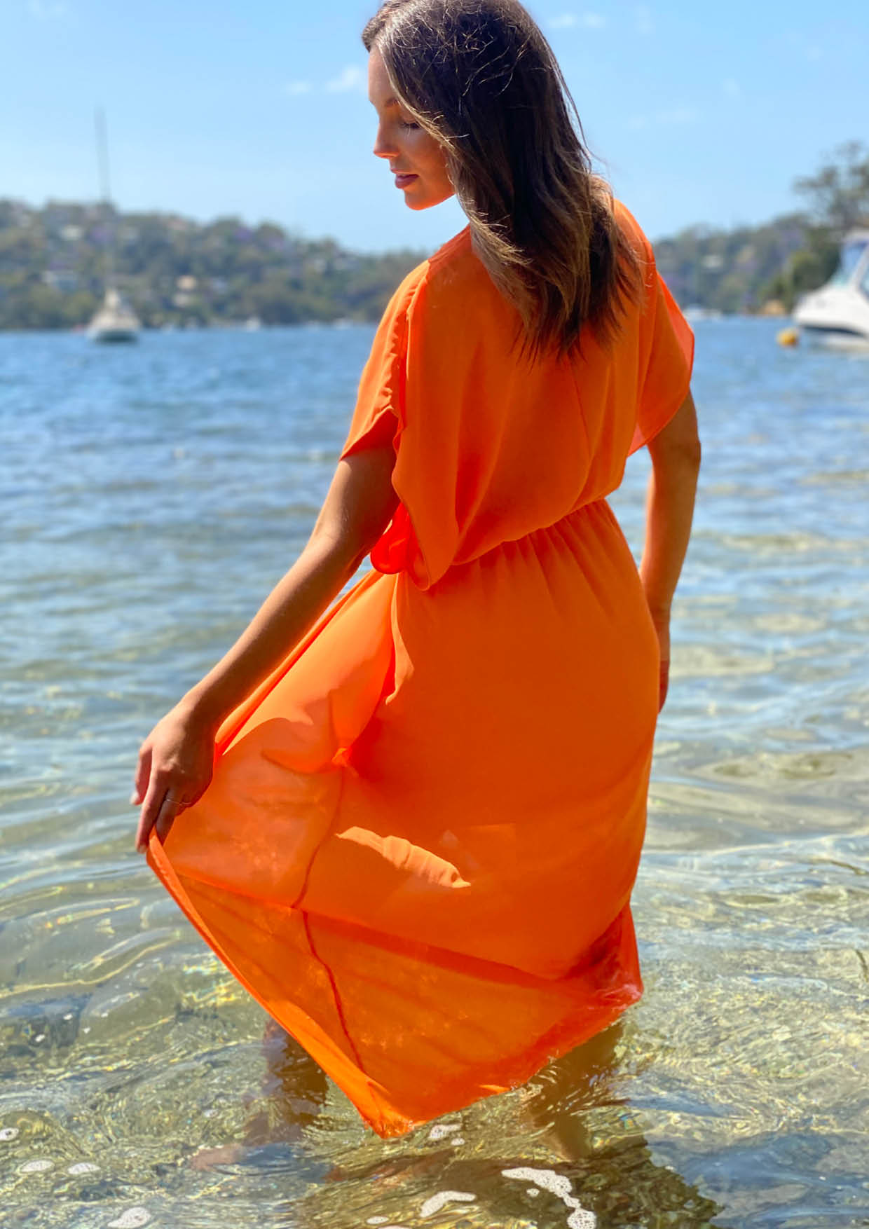 WV140-3SS Orange Maxi Dress (Pack)