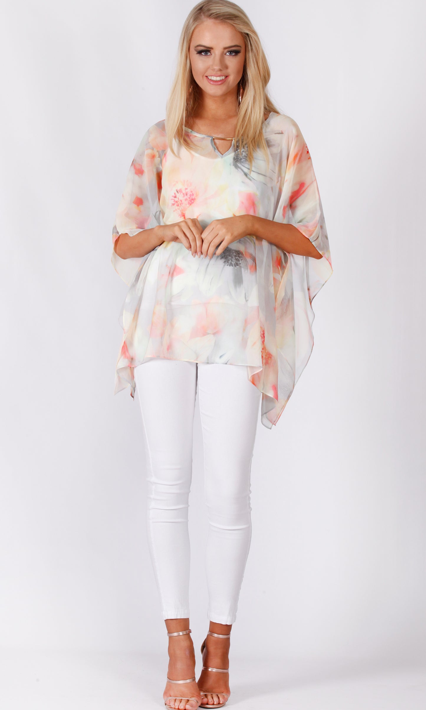VS7233-1TB APRICOT FLORAL TUNIC TOP (Pack)